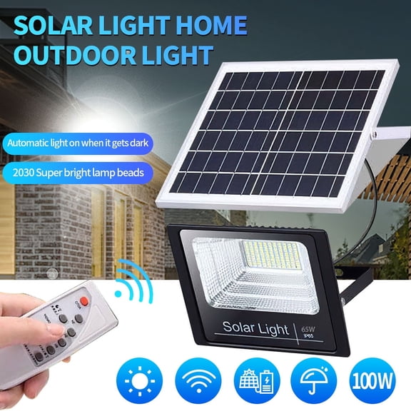 Solar Motion Lights Outdoor,100W 409 LED Separate Panel Solar Powered Flood Security Lights with Remote,IP67 Waterproof Wall Lights for Garden Garage Yard Backyard Patio
