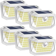 Solar Motion Lights Outdoor 6 Pack, 188 LED/3 Modes, Motion Sensor Outdoor Lights, IP65 Waterproof 270 Lighting, Solar Powered Security Flood for Outside Yard Garden WallWhite