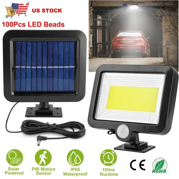 Solar Motion Lights Outdoor Garden Solar Panel Security Wall Light Auto On/Off