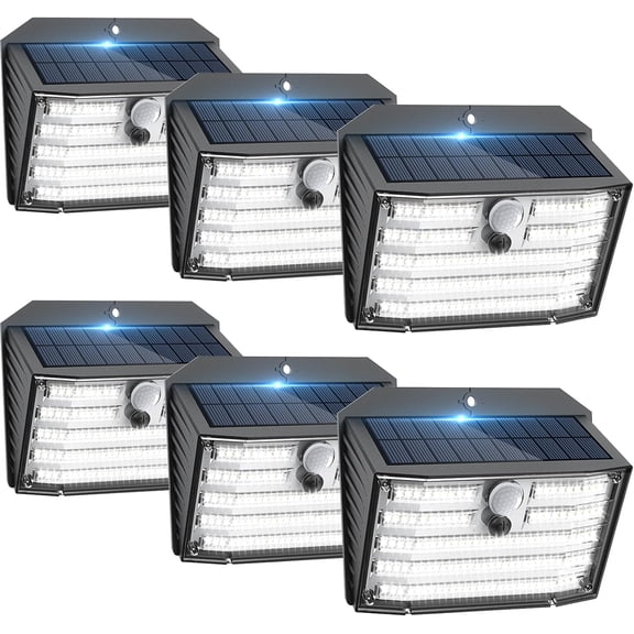 Solar Motion Lights Outdoor, Ultra Bright Fence with Sensor, IP65 Waterproof Security Light 3 Modes, 270 Lighting Angle, Wall for Deck Patio Garage Door (6 Packs)