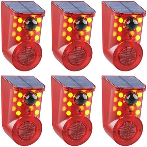 Solar Motion Sensor Alarm Device - Waterproof, Multi-Mode, Wide-Angle Sensing, 110dB Alarm & Strobe Lights for Indoor & Outdoor Security 6Pack$$Tools & Hardware Other