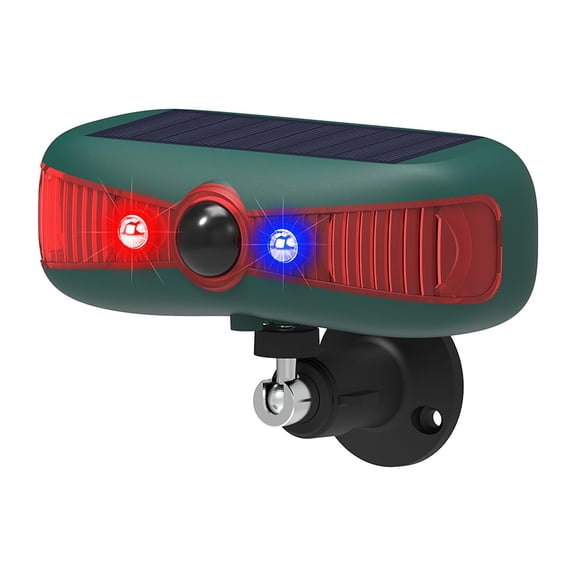 Solar Motion Sensor Alarm Outdoor 129dB Loud Noise Maker Motion Detector 4 Work Modes Red Blue Flashing 13 Sounds Strobe Warning Light for Farm, Orchard, Pasture, Courtyard
