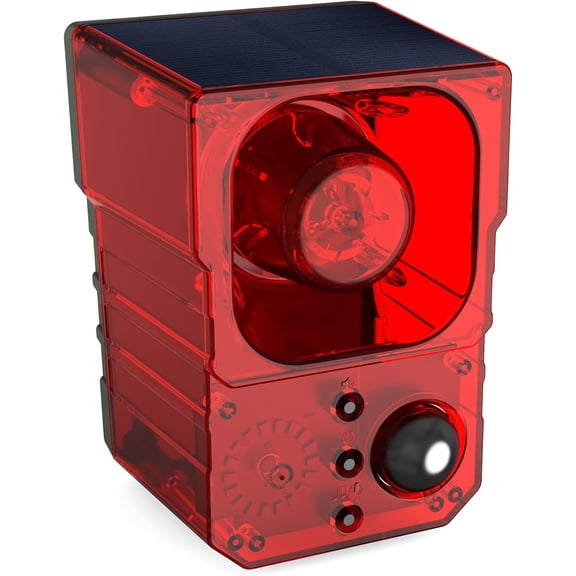Solar Motion Sensor Alarm Outdoor - Support Recording&Volume, 129db Loud Noise Maker, Barking Dog&Gunshot Siren, Wide-Angle Sensing Motion Detector, with USB&Remote Controller, Detect Intruder