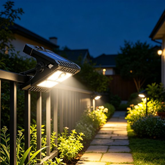Solar Motion Sensor Clip Light – Portable Outdoor LED Camping Light with Adjustable Head – Wireless Security Light for Garden, Garage & Home Emergency(Black)