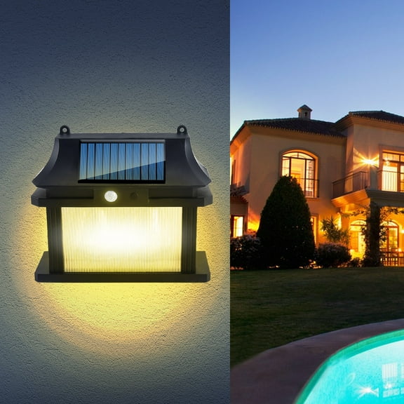 Solar Motion Sensor Light Outdoor, Super Bright LED Security Light With Wide Angle Detection Waterproof Design And Dusk To Dawn Mode, Solar Wall Light for Garage Porch Backyard Garden