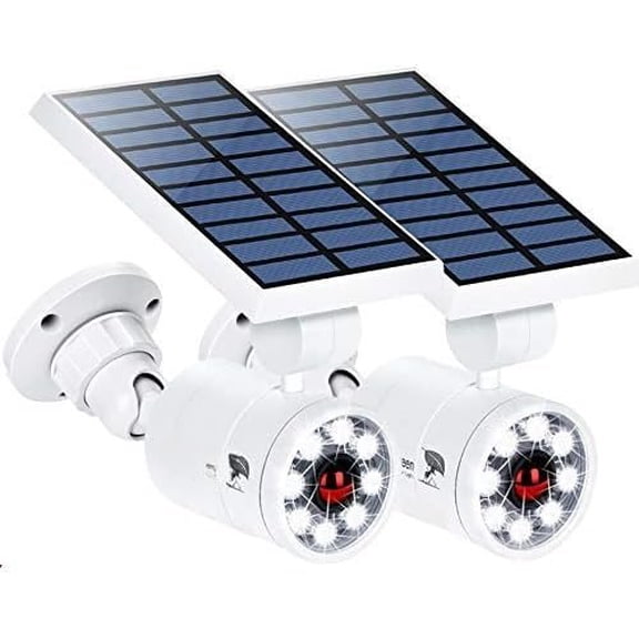 Solar Motion Sensor Light Outdoor of 2, Solar Motion Lights Cameras Fill Flood Spotlights for Deck Yard Fence Patio Stairs Garden Camp