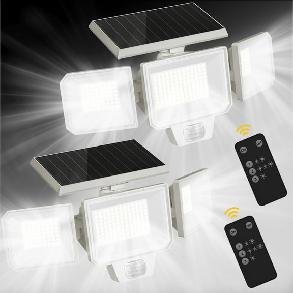 Solar Motion Sensor Light Outside for House,for Garage Balcony Garden Patio Yard with 3 Modes,Adjustable Lighting Heads,White 2 Pack