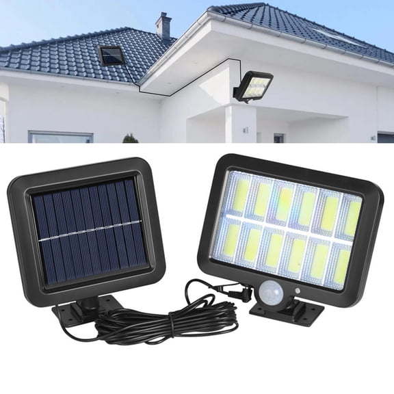 Solar Motion Sensor Light with Separate Panel,3 Lighting Modes,120 Bright COB LED,16.4Ft Cable,Waterproof Solar Powered Security Flood Lights for Wall, Yard, Garage Garden Porch Driveway