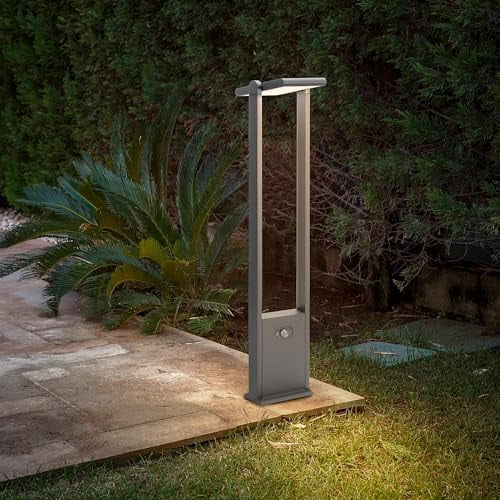 Solar Motion Sensor Outdoor Bollard Light 32in LED Modern Landscape Pathway Light with Adjustable Lamp Head for House Driveway Garden,IP65 Waterproof with Lighting Modes,310lm,2.8W