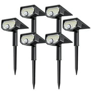 6-Pack Solar Motion Sensor Spot Lights Outdoor, IP68 Waterproof 40,000+ Hrs LED Landscape Lighting with 3 Modes for Yard, Garden