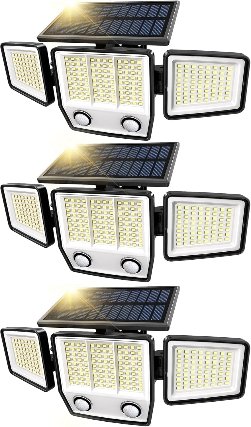 Solar Motion Sensor Outdoor Lights - Waterproof 3000LM 3 Modes Security Lights with 270 Illumination IP65 LED Solar Flood Wall Light for Garden Yard Patio Pathway (3 Pack)