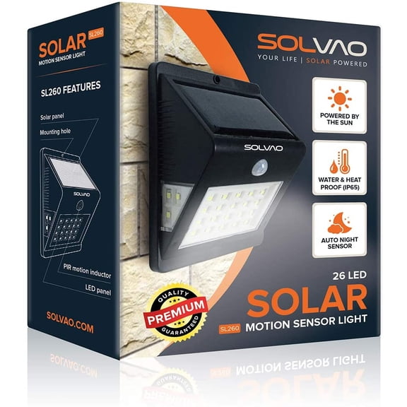 Solar Motion Sensor Security Light | Waterproof & Wireless | New 26 LED Design | for Outdoor, Front Door, Backyard, Steps, Garage, Garden, Deck, Patio | 1 Pack