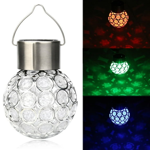 Solar Multicolor Hanging LED Light, Changing Color Round Ball Light, Solar Wateproof Hanging Colorful Hollow Out Ball Light for Garden Yard Patio Outdoor
