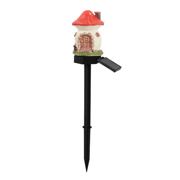 Solar Mushroom House Light, Garden Fairy Tale Cottage Solar Light, Outdoor Waterproof Solar Lawn Light with Spike for Yard Patio Pathway