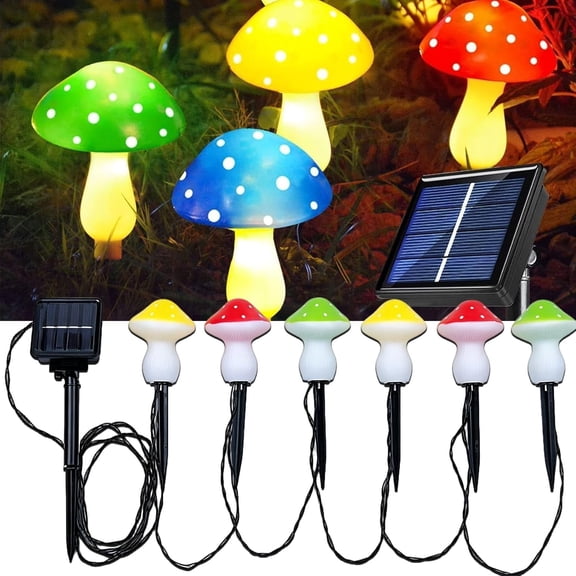 Solar Mushroom Lights, 8 Pack Waterproof Multi-Colored Led Lights For Outdoor Pathway, Garden, Yard, Lawn(RL)