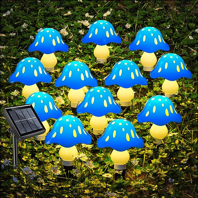 Solar Mushroom Lights Warm White Mushroom Decor Lights for Christmas