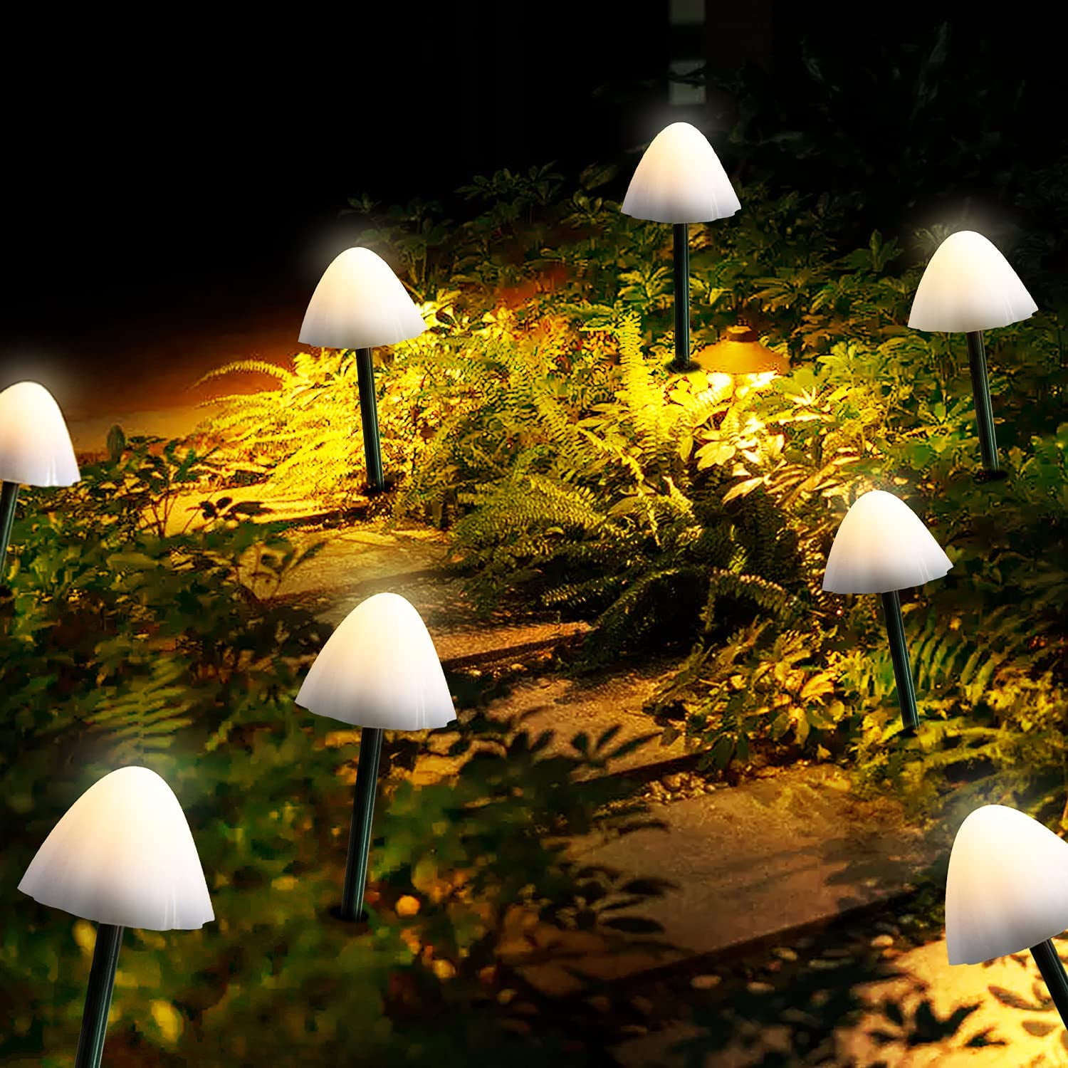 Solar Mushroom Lights - Waterproof Mini Landscape Pathway Lights for Yard, Garden, Patio - Warm White Dcor for Parties, Weddings - Set of 12