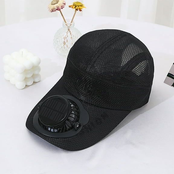 Solar Neck Fan, Personal Cooling Fan, Solar Powered USB Charging Hat with 360° Rotating Fan, LED Display, Detachable Top for Outdoor Activities, 1 Pack