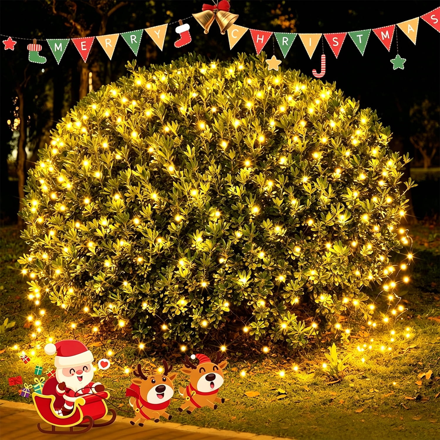 Solar Net Lights 9.8ft x 6.6ft Outdoor Waterproof 200 LED Solar ...