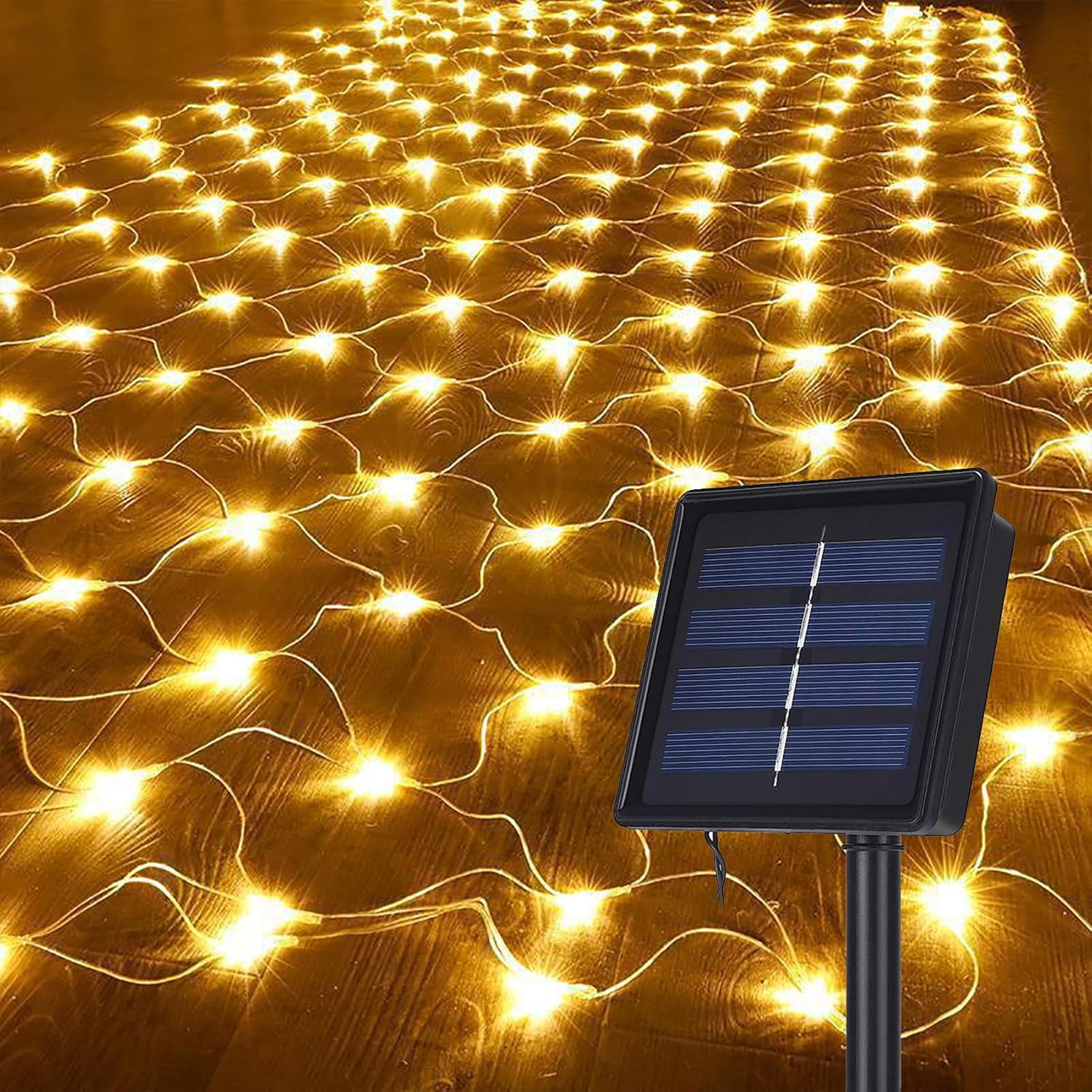 Solar Net Lights Outdoor Garden, 100LED 1.1M X 1.1M Waterproof 8 Modes Solar Mesh Fairy Icicle String Lights for Backyard Patio Gazebo Fence Lounge Party Decoration