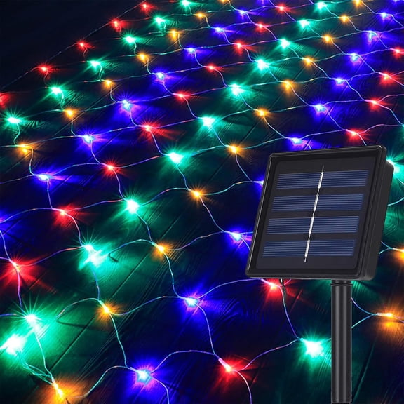 Solar Net Lights Outdoor Garden, 120LED 1.5M X 2M Waterproof 8 Modes Solar Mesh Fairy Icicle String Lights for Backyard Patio Gazebo Fence Lounge Party Decoration