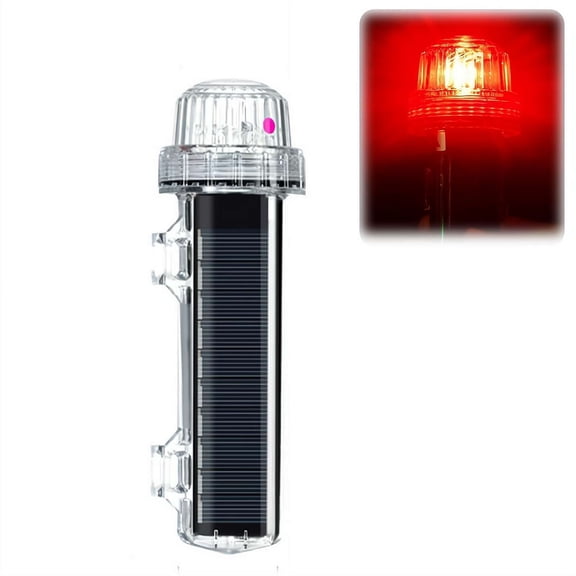 Solar Net Lights, Solar Marine Flashing Lights, Solar-Powered Fishing Net Marker Lights, 1800mAh Navigation Waterproof Emergency Signals for Fishing Nets, Boat - Red Light