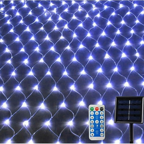 Solar Net String Lights, 1.5mx1.5m 100LED Solar Outdoor String Lights Backyard Patio Net Light Balcony Fence Mesh Fairy Light String Waterproof