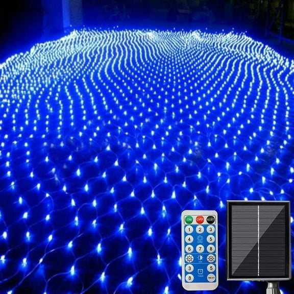 Solar Net String Lights, 1.5mx1.5m 100LED Solar Outdoor String Lights Backyard Patio Net Light Balcony Fence Mesh Fairy Light String Waterproof