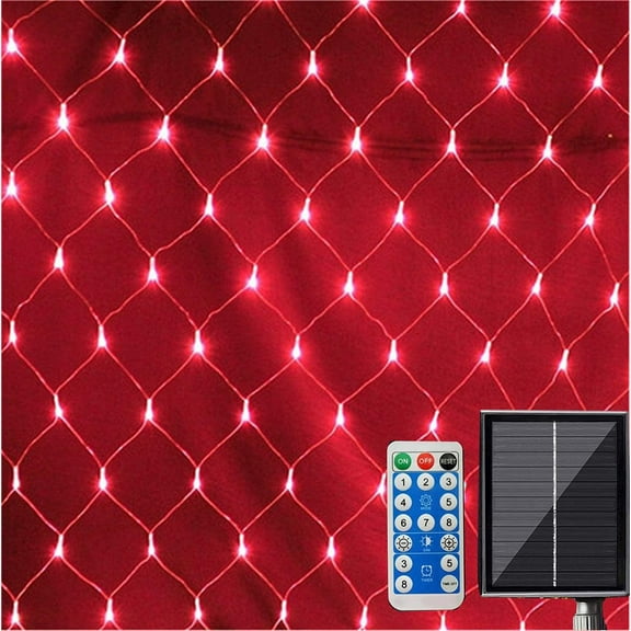 Solar Net String Lights, 1.5mx1.5m 100LED Solar Outdoor String Lights Backyard Patio Net Light Balcony Fence Mesh Fairy Light String Waterproof
