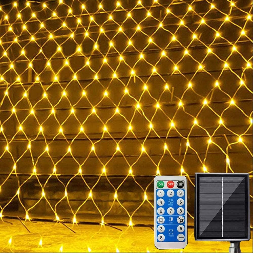 Solar Net String Lights, 3mx2m 200LED Solar Outdoor String Lights ...