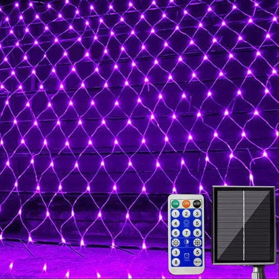 Solar Net String Lights, 6mx4m 700LED Mesh Fairy String Lights, Remote Timer, for Garden Back Front Yard Bushes Tree Decorations