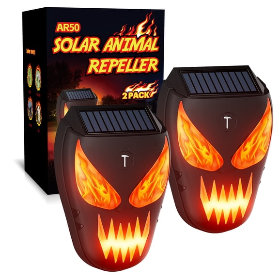 Solar Nocturnal Animal Repellent Outdoor, Waterproof Coyote Deterrent Devices with Predator Lights, Deer Repellent Devices - Repel Skunk Raccoon Opossum Fox Owl Hawk for Yard Garden Farm Chicken Coop