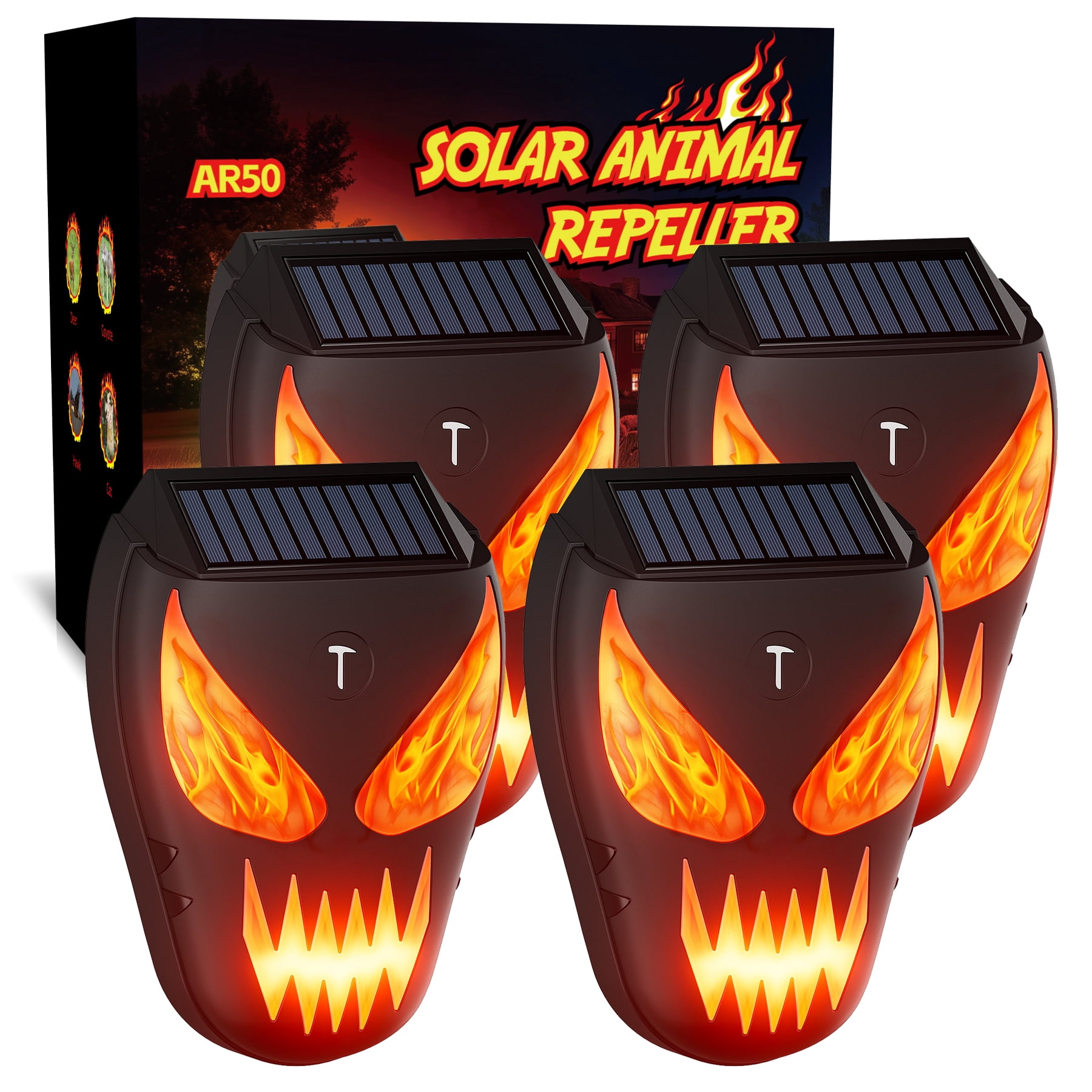 Solar Nocturnal Animal Repellent Outdoor, Waterproof Coyote Deterrent Devices with Predator Lights, Deer Repellent Devices - Repel Skunk Raccoon Opossum Fox Owl Hawk for Yard Garden Farm Chicken Coop