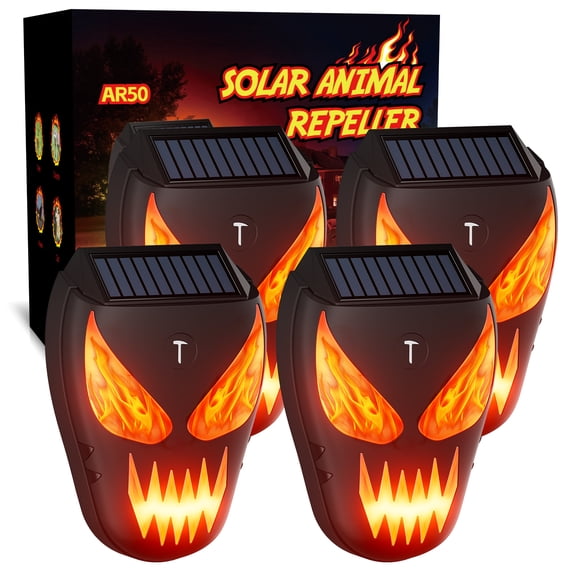 Solar Nocturnal Animal Repellent Outdoor, Waterproof Coyote Deterrent Devices with Predator Lights, Deer Repellent Devices - Repel Skunk Raccoon Opossum Fox Owl Hawk for Yard Garden Farm Chicken Coop
