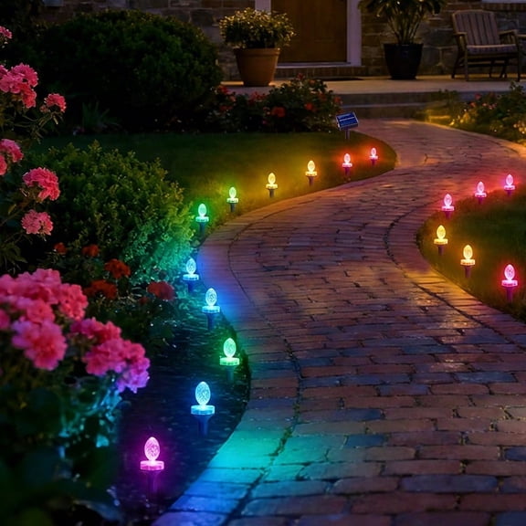 Solar Olive shape Pathway Lights Outdoor Waterproof Lawn Light Solar Garden Pilot Light String for Lawn Yard Road Decor Lighting