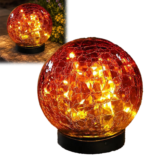 Solar Orbs Outdoor Waterproof, Cracked Glass Globe Solar Lights with Warm and Multicolor Options, 600mAh Battery, Decorative Solar Ball for Patio Yard Lawn Pathway