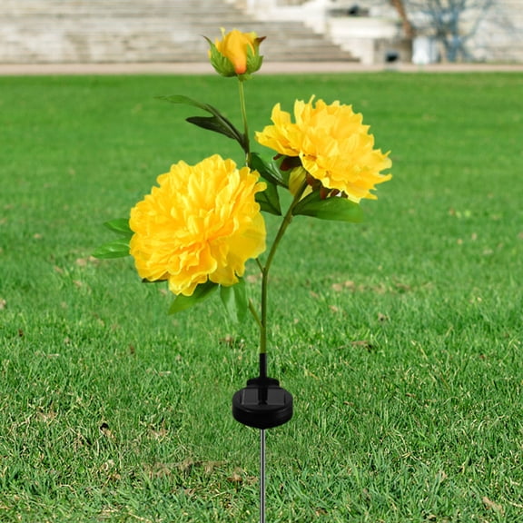 Solar Outdoor 3-Head Peony Flower Lamp,Outdoor Decoration Solar Stake Lights,Waterproof LED Landscape Lamp for Pathway, Walkway, Patio, Lawn, Garden