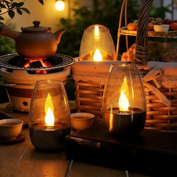 Solar Outdoor Candle Light with Dusk to Dawn Sensor, Waterproof LED Lantern Lamp