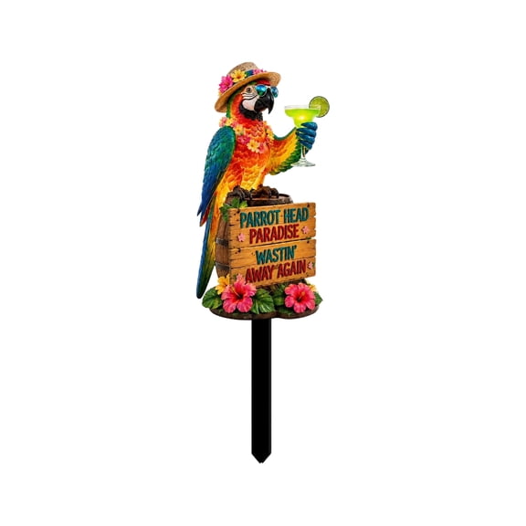 Solar Outdoor Decor, Luau Party Decorations, Outdoor Decor for Yard, Lawn Decorations Outdoor, Colorful Parrot Ground Plug Solar Light for Summer Outdoor Use