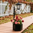 thumbnail image 1 of DJGIFI Solar Lamp Post Light with Planter, 1-Pack LED Outdoor Floor Lamp, Waterproof 3000K Warm White, 29.5in Tall, Matte Black, 1 of 6