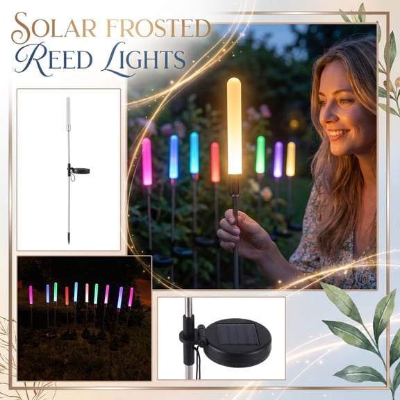Solar Outdoor Frosted Reed Stake Lights – Color Changing Acrylic Landscape Lighting,Waterproof LED Path Decor for Yard & Lawn