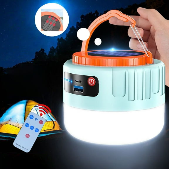 Solar Outdoor Garden Lamp with Remote Control, Rechargeable Solar Flashlight and Emergency Phone Charger for Camping and Patio Lighting