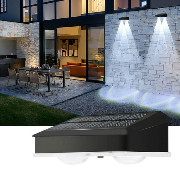 Solar Outdoor Garden Light, Waterproof LED Hill Effect Wall Sconce, IP65 Waterproof, 3 Color Choices (Warm White/White/Colorful), Black Plastic, 1-Pack