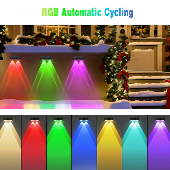 Solar Outdoor Garden Light, Waterproof LED Wall Sconce, Hill Light Effect, IP65 Outdoor Landscape Light with White, Warm, or Colorful Modes