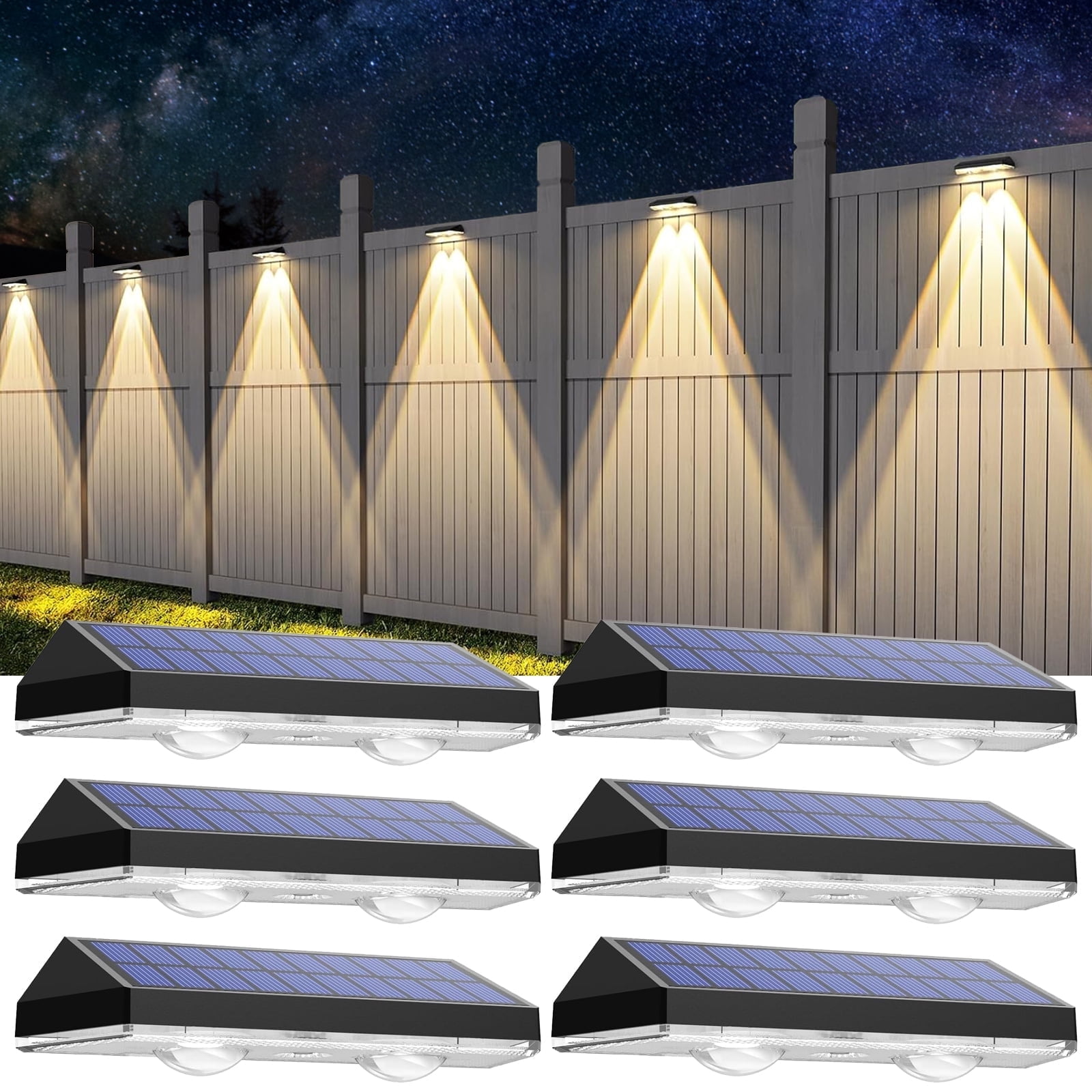 Walmart savings: Walmart Black Friday Deals 2025 SZRSTH Solar Fence Lights, Waterproof 3 Mode Outdoor Lighting for Porch, Railing, Steps, Patio, Stair, Wall, 6 Pack