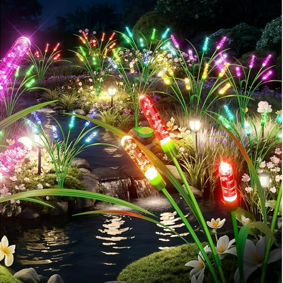 Solar Outdoor Garden Lights,4 Pack LED Solar Swaying Lights for Garden Patio Yard Landscape Pathway Walkway Wedding Party Christmas Landscape Lighting