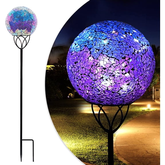 Solar Outdoor Garden Lights Decorative - Mosaic Solar Stakes Gazing Ball Waterproof Outdoor Lights Stakes for Pathway Yard Lawn Decoration