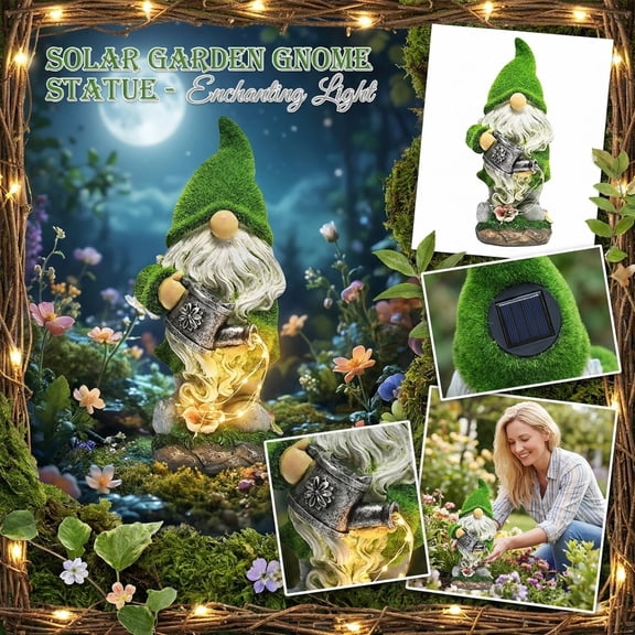 Solar Outdoor Garden Resin Decor Ornament Cute Gnome Elf Light Garden Patio Yard Decoration