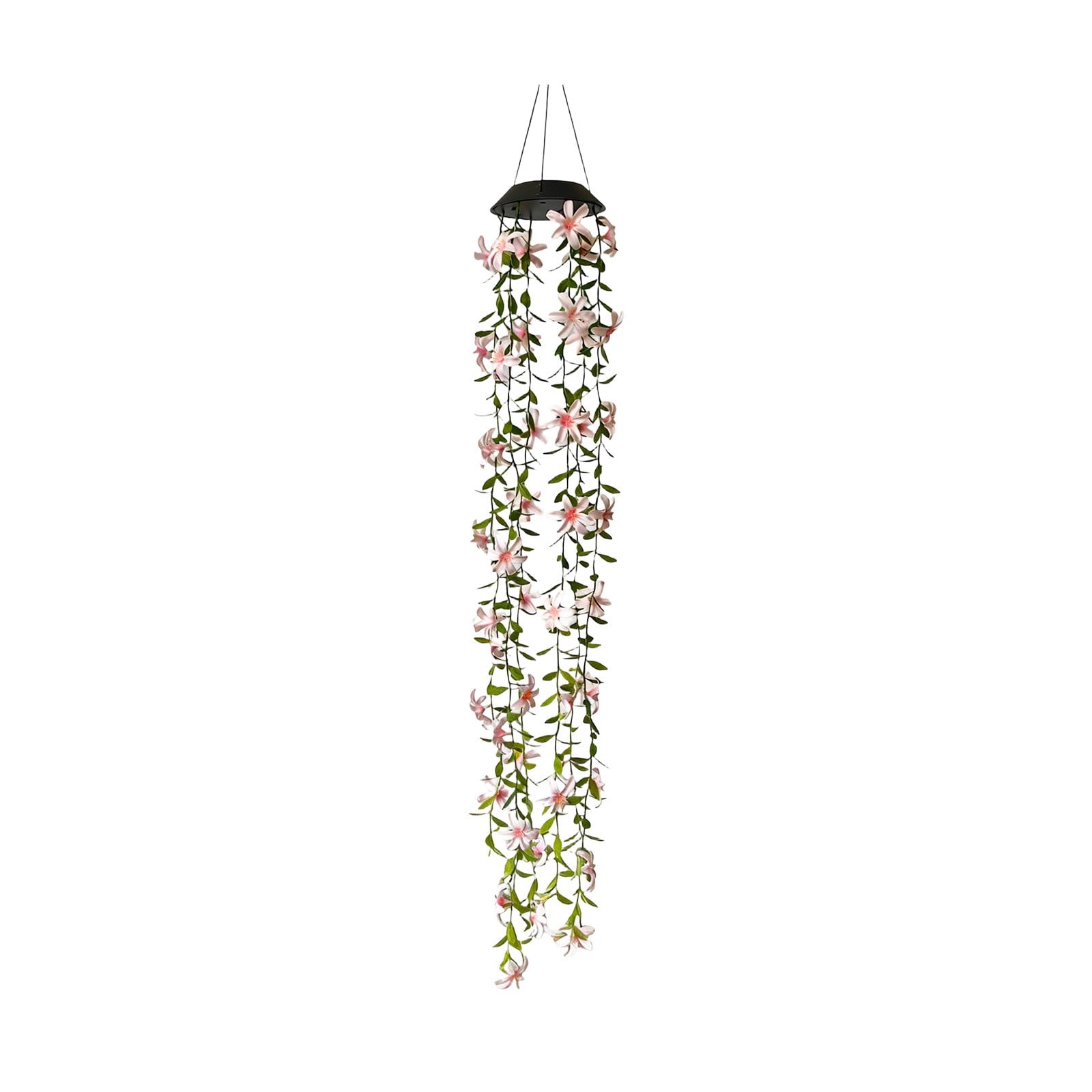 Solar Outdoor Hanging Wind Chime Light With Flower Accents Warm Led Glow And Weatherproof Construction For Garden Patio Balcony Yard Decorative Ambient Lighting