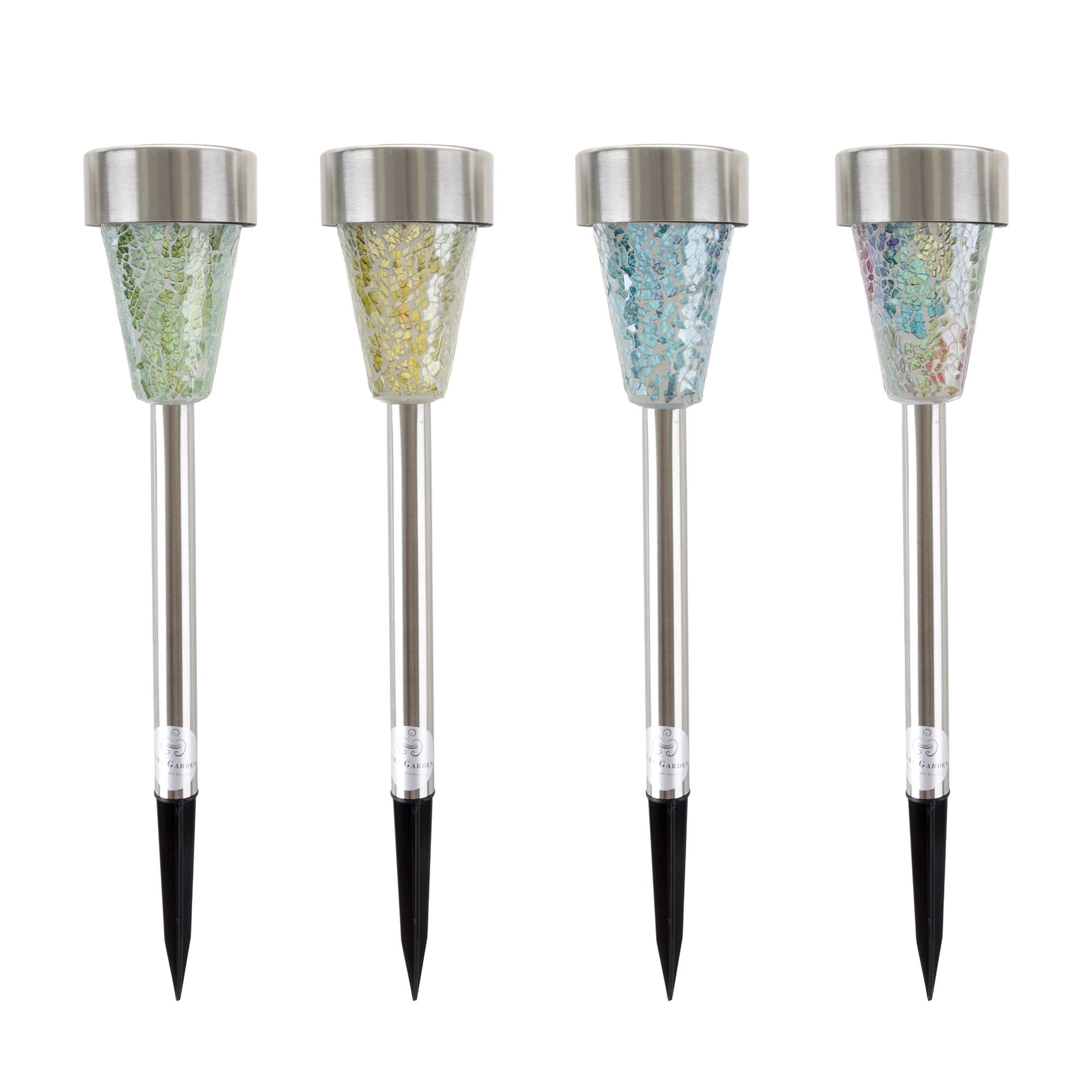 Solar Outdoor LED Light, MMF7 Battery Operated Stainless Steel Mosaic